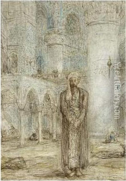 Oosterling In Een Moskee Oil Painting - Marius Bauer