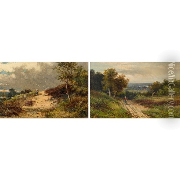 Landscapes Near Dorking. Gegenstucke Oil Painting - Abraham Hulk the Younger
