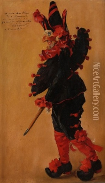 Polichinelle, 1930 Oil Painting - Eliseu Visconti