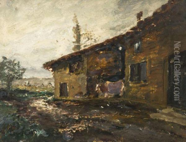 Paysage A La Maison Oil Painting - Louis Hilaire Carrand