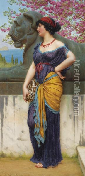 In The Grove Of The Temple Of Isis Oil Painting - John William Godward