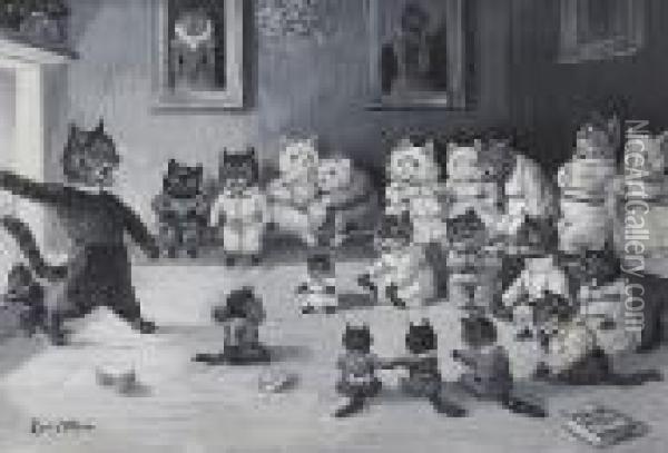 The Ghost Story Oil Painting - Louis William Wain