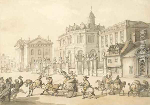 The Sheldonian Theatre and Printing House, Oxford Oil Painting - Thomas Rowlandson