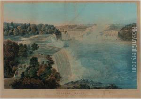Niagara Falls, Painted From The Chinese Pagoda, Point View Gardens... (deak 532) Oil Painting - Robert Ii Havell