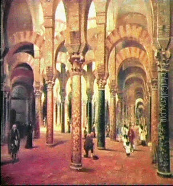 Katedralinterior, Cordoba Oil Painting - Frans Wilhelm Odelmark