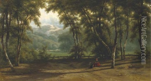 Late Afternoon In A Wooded Valley Oil Painting - Johannes Gysbert Vogel the Younger