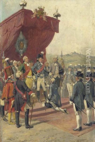 A Military Ceremony Oil Painting - Louis Braun