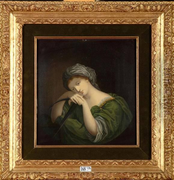 Jeune Fille Pensive Oil Painting - Angelica Kauffmann