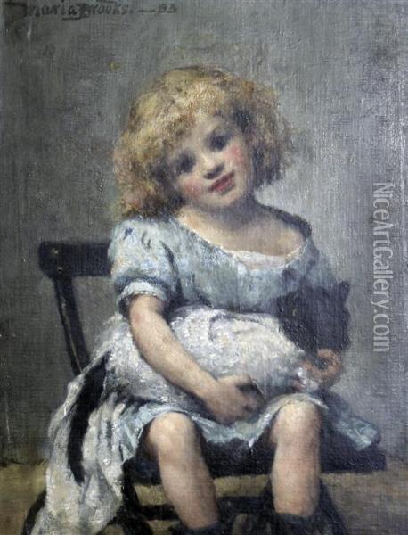 Seated Girl Holding A Cat Oil Painting - Maria Matilda Brooks