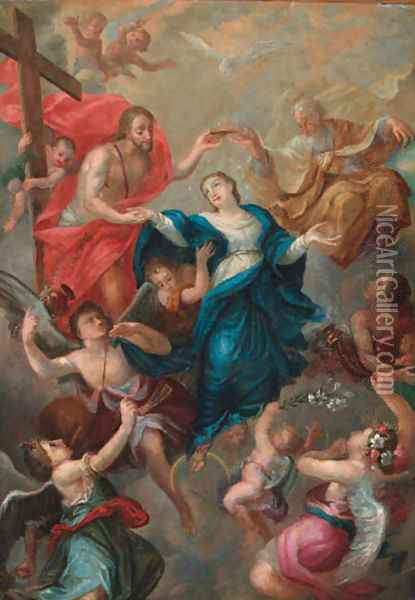 The Coronation of the Virgin Oil Painting - Carlo Maratta or Maratti