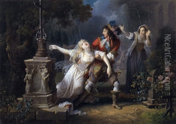 Mademoiselle De La Valliere Au Couvent De Chaillot Oil Painting - Jean-Frederic Schall