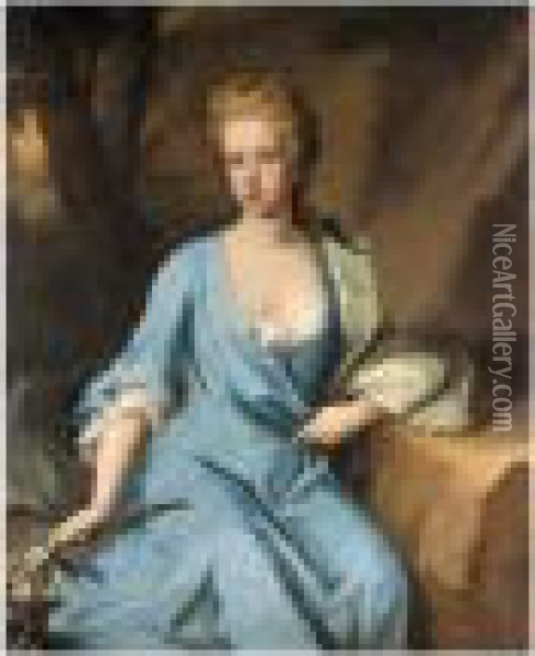 Portrait Of Miss Campbell, Said 
To Be The Daughter Of Archibald Campbell, 1st Duke Of Argyll Oil Painting - Michael Dahl