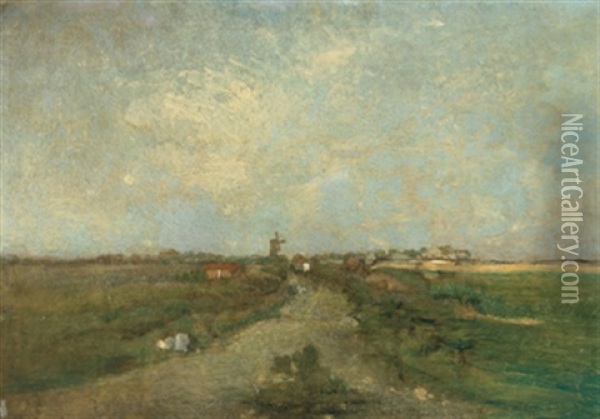 Hollandische Landschaft Oil Painting - Eugen Jettel