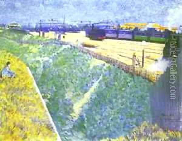 The Western Railway Leaving Paris 1886 Oil Painting - Charles Angrand