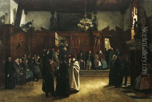 Im Gerichtsvorsaal Oil Painting - Christian Ludwig Bokelmann