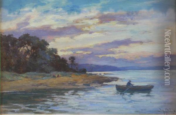 Boating At Sunset Oil Painting - Joseph Milner