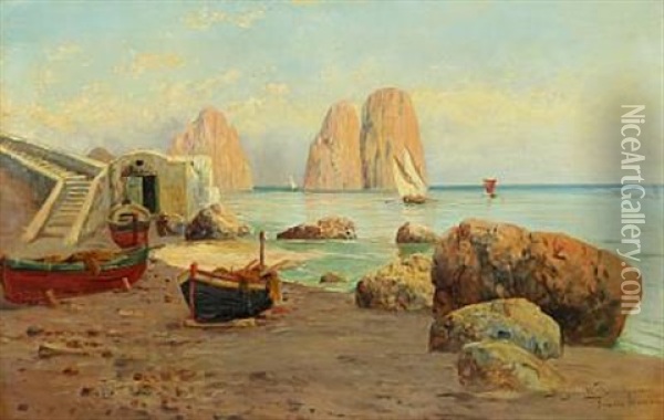 Coastal Scene At Piccola Marina Oil Painting - Holger Hvitfeldt Jerichau