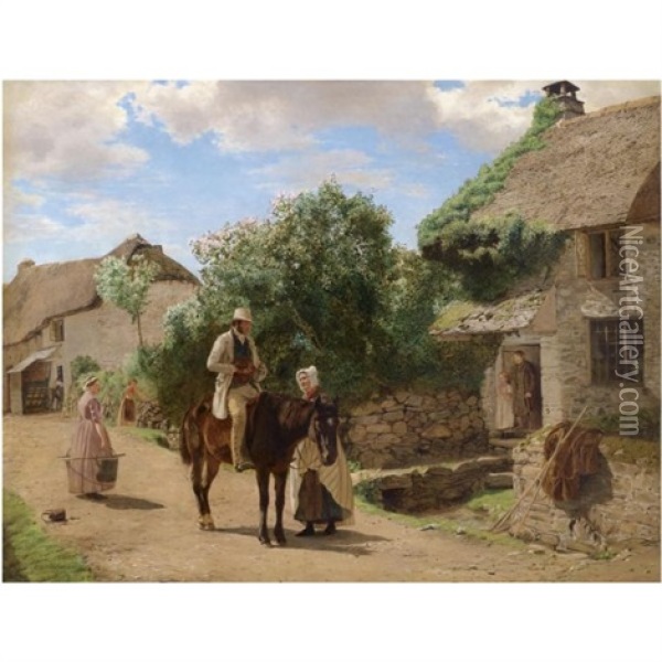 The Village Postman Oil Painting - Sir Ernest Albert Waterlow