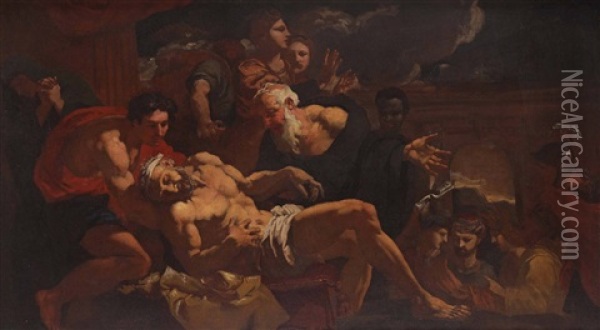 La Morte Di Seneca Oil Painting - Johann Carl Loth