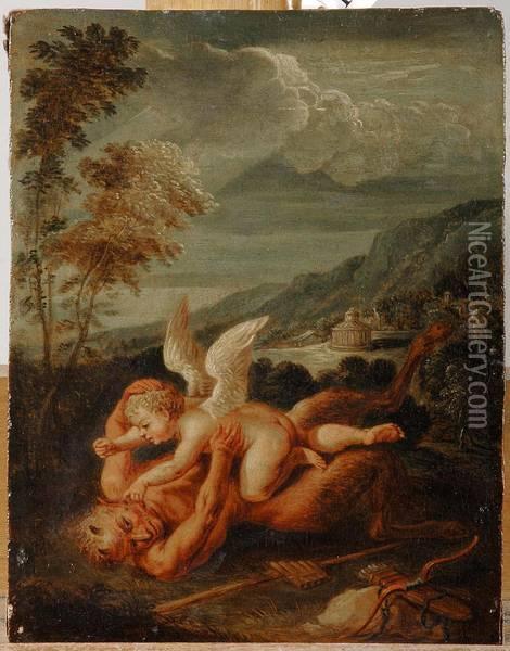 Pan Attaque Par Cupidon Oil Painting - David The Younger Teniers