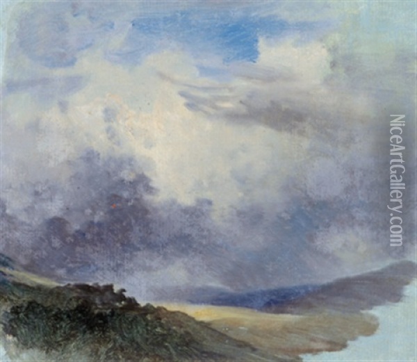 Wolkenstudien (2 Works) Oil Painting - Friedrich Gauermann