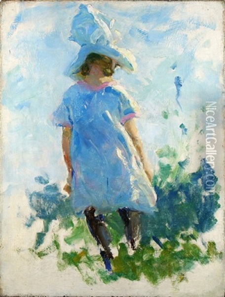Young Girl In A Garden Oil Painting - Charles Webster Hawthorne