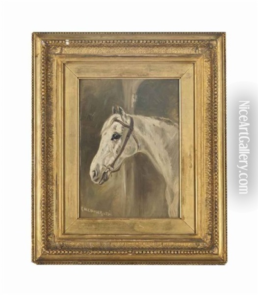 The Head Of A White Horse Oil Painting - Robert L. Alexander