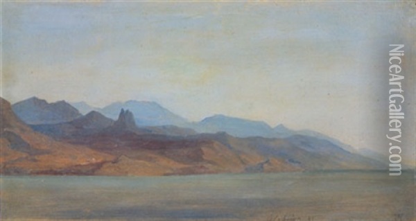 Calabrien, Die Kuste Vom Meer Aus Gesehen Oil Painting - Frederik Theodor Kloss