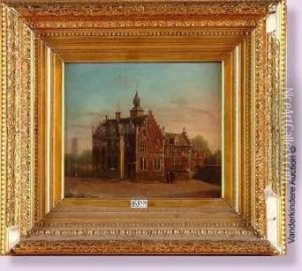 Cour De Chateau Animee Oil Painting - Van Hoey Joseph Ignace