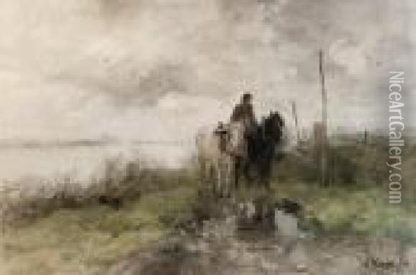 The Country Road Oil Painting - Anton Mauve