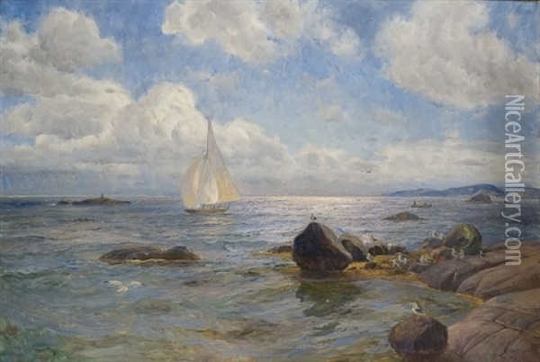 All Sails Set Oil Painting - Thorolf Holmboe