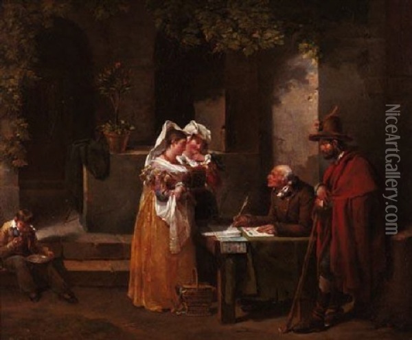 Der Liebesbrief Oil Painting - Hortense Haudebourt Lescot
