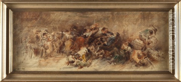 Rauferei Auf Der Kirchweih Oil Painting - Wilhelm Busch