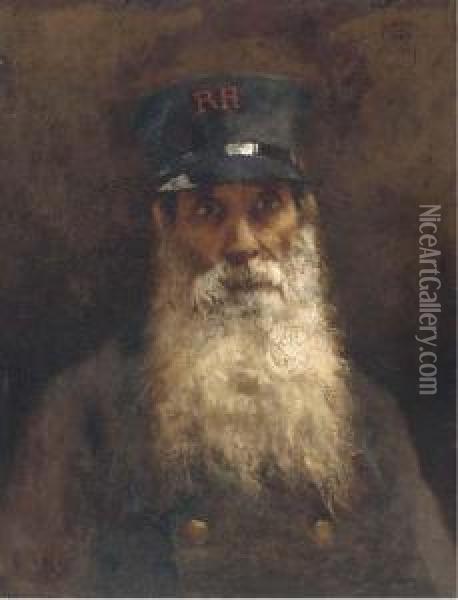 Portrait Of A Chelsea Pensioner, Quarter-length, Infull-uniform Oil Painting - Hubert Vos