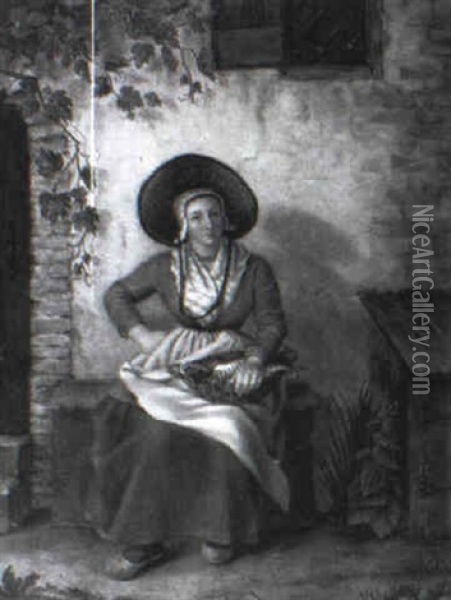 Sitzende Frau Mit Einem Fisch Im Korb Oil Painting - Margaretha Cornelia Boellaard