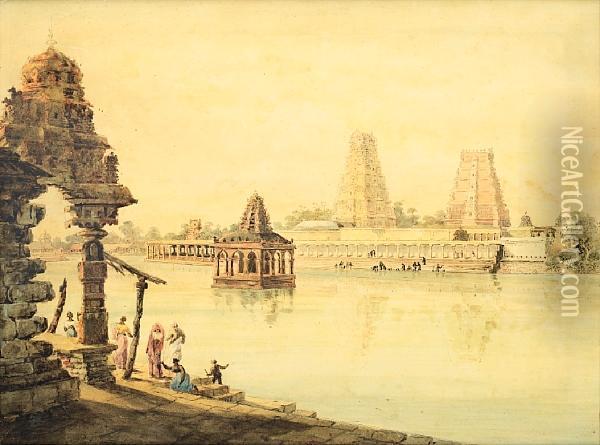 The Nataraja Temple At Chidambaram, Tamil Nadu, India Oil Painting - William Daniell RA
