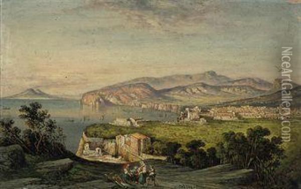 Gathering Wood Above Sorrento Oil Painting - Consalvo Carelli