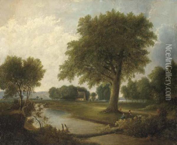 Scene Along The Hudson Oil Painting - Thomas Doughty