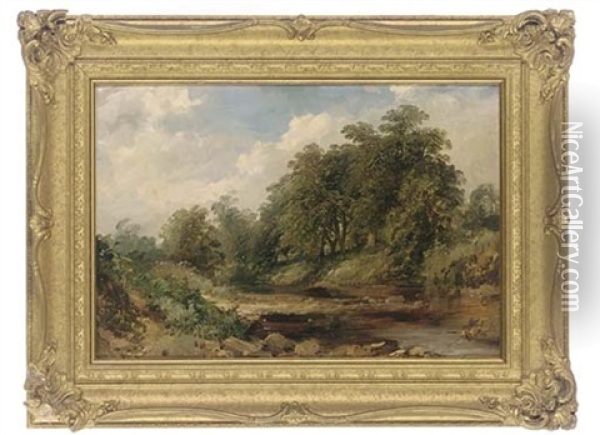 A Peaceful River Landscape Oil Painting - Edmund Thornton Crawford
