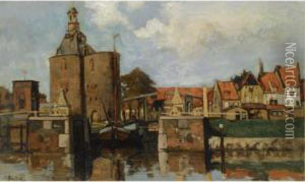 A View Of The Drommedaris, Enkhuizen Oil Painting - Nicolaas Bastert