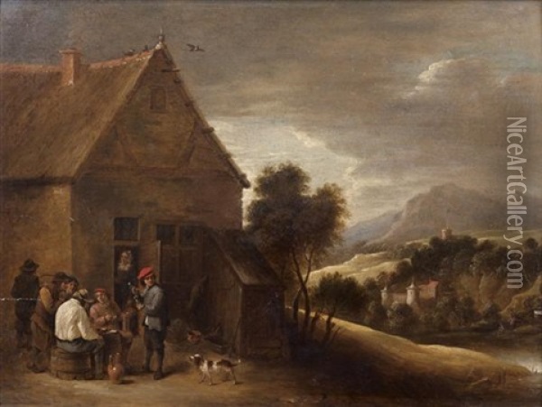 Scenes De Rejouissances Devant Une Auberge Oil Painting - David Teniers Iv