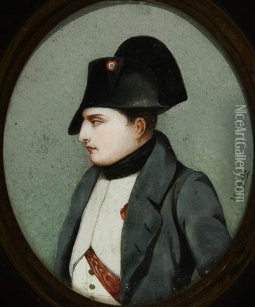 Miniature Portrait Of Napoleon Oil Painting - Jean Baptiste Jacques Augustin