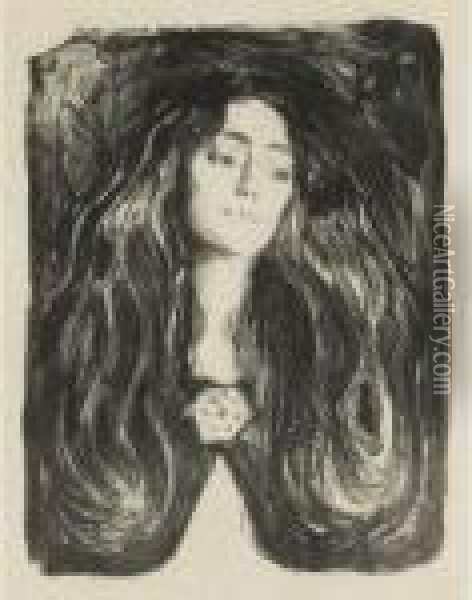 The Brooch, Eva Mudocci Oil Painting - Edvard Munch