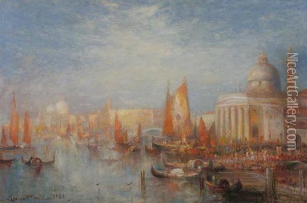 View Of Venice Oil Painting - Lucien Whiting Powell