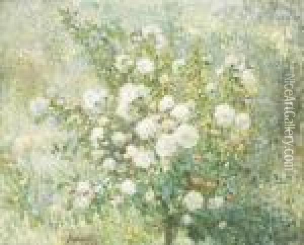Brassee De Roses Blanches Oil Painting - Ernest Quost
