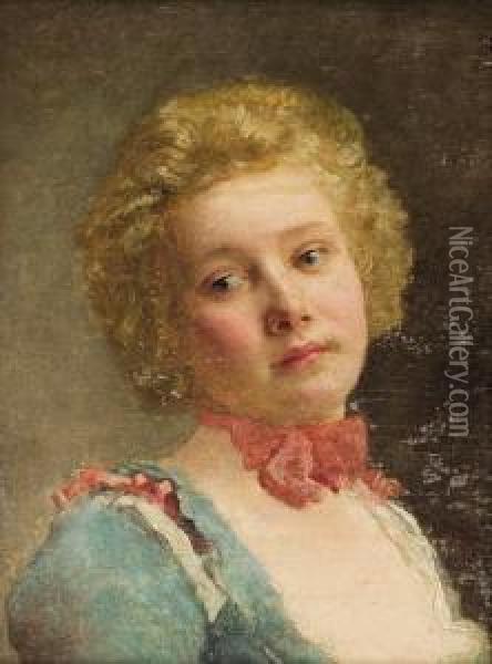 Portrait Of A Young Girl Oil Painting - Gustave Jean Jacquet
