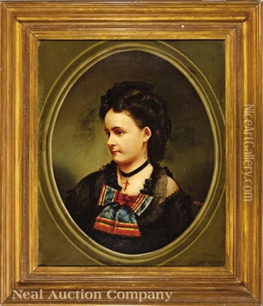 Portrait Of Marie Francoise Jeanne Fortier (1851-1873) Oil Painting - Theodore Sydney Moise