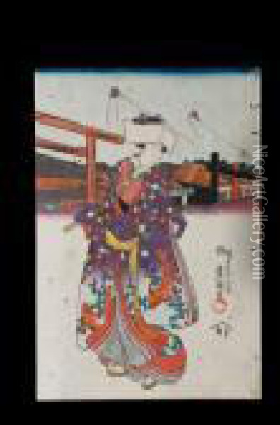 Triptychon In Obanformat Oil Painting - Kunisada