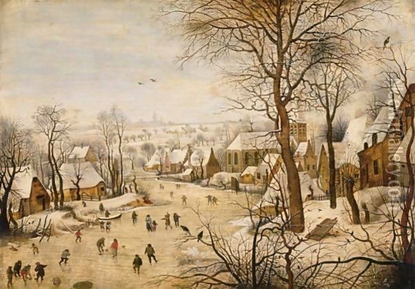 Winter Landscape with a Bird-trap Oil Painting - Pieter The Younger Brueghel