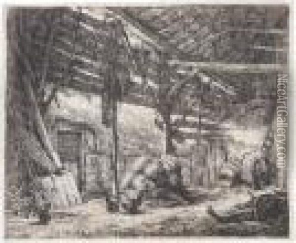 The Barn (g., Holl.23) Oil Painting - Adriaen Jansz. Van Ostade